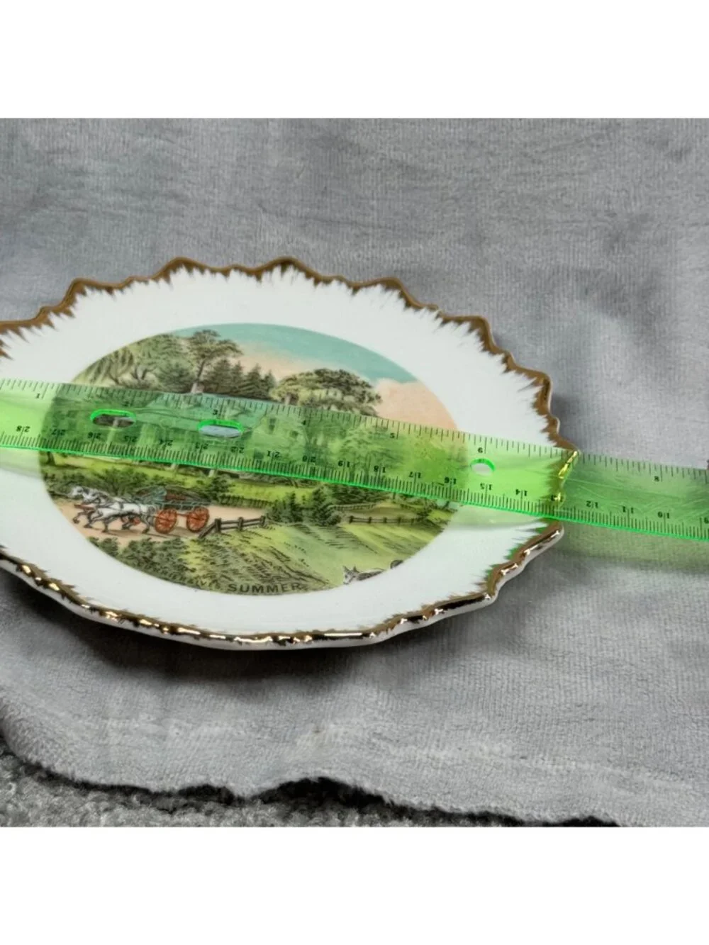 Currier & Ives Decorative Plate With Gold Trim - Summer Scene - Japan